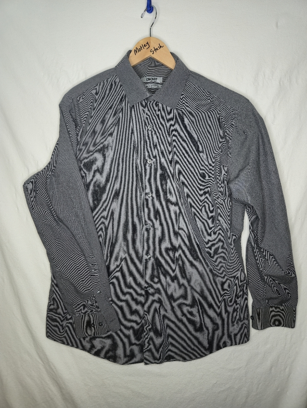 DKNY Men's Gray Slim Fit Stretch Dress Shirt Size 16 1/2 (34/35)